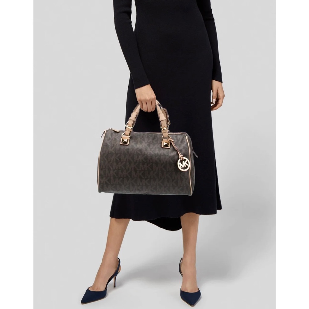 Michael Kors Coated Canvas Leather-Trimmed Handle Bag - Picture 2 of 15